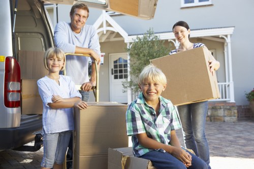 Packed boxes and furniture prepared for storage in Hounslow